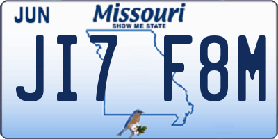 MO license plate JI7F8M