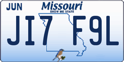 MO license plate JI7F9L
