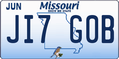 MO license plate JI7G0B