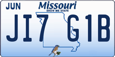 MO license plate JI7G1B