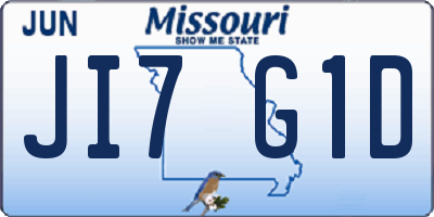 MO license plate JI7G1D