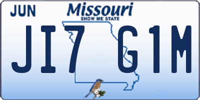 MO license plate JI7G1M