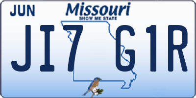 MO license plate JI7G1R