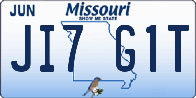 MO license plate JI7G1T