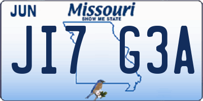 MO license plate JI7G3A