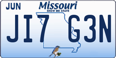MO license plate JI7G3N