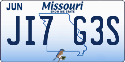 MO license plate JI7G3S