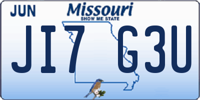 MO license plate JI7G3U