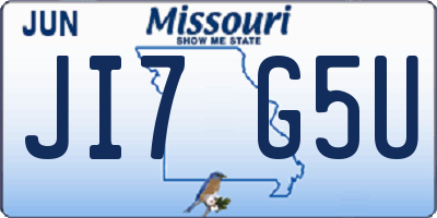 MO license plate JI7G5U