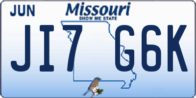MO license plate JI7G6K