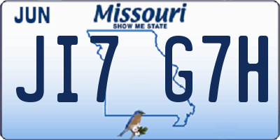 MO license plate JI7G7H