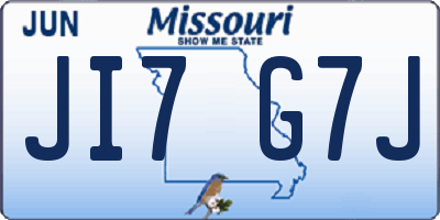 MO license plate JI7G7J