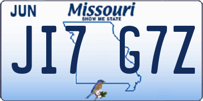 MO license plate JI7G7Z