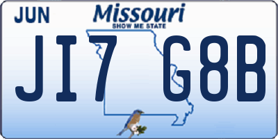 MO license plate JI7G8B