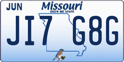 MO license plate JI7G8G