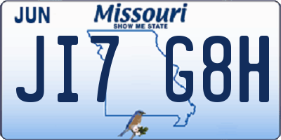 MO license plate JI7G8H