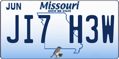 MO license plate JI7H3W