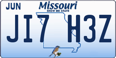 MO license plate JI7H3Z