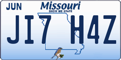 MO license plate JI7H4Z