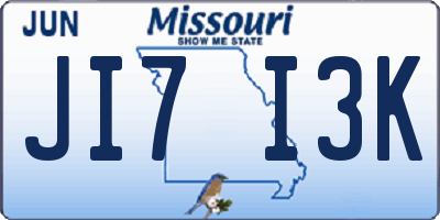 MO license plate JI7I3K