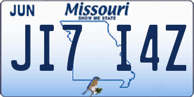 MO license plate JI7I4Z