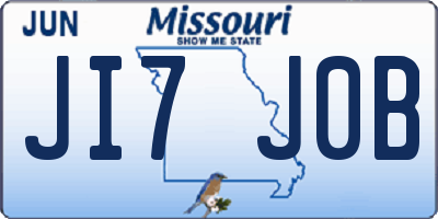 MO license plate JI7J0B