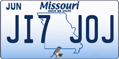 MO license plate JI7J0J