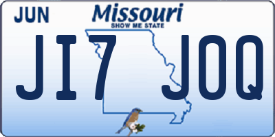 MO license plate JI7J0Q