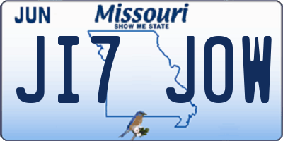 MO license plate JI7J0W