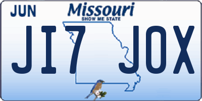 MO license plate JI7J0X