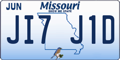 MO license plate JI7J1D