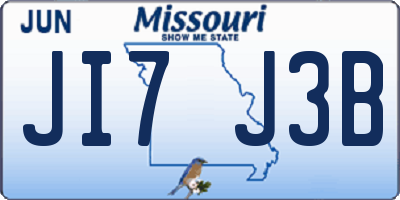 MO license plate JI7J3B