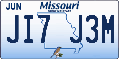 MO license plate JI7J3M