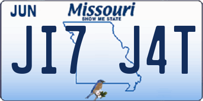MO license plate JI7J4T