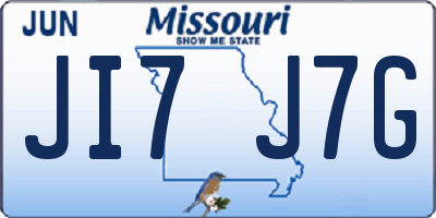MO license plate JI7J7G