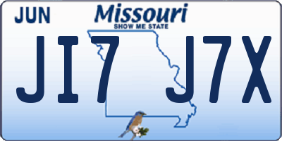 MO license plate JI7J7X