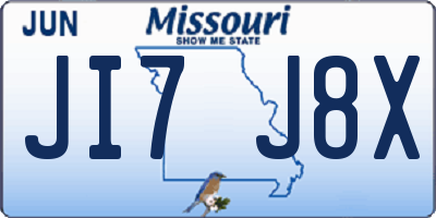 MO license plate JI7J8X