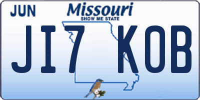 MO license plate JI7K0B