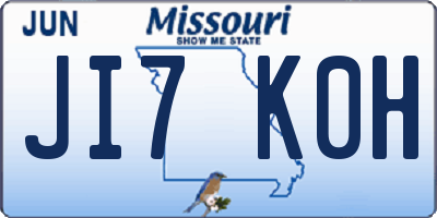 MO license plate JI7K0H