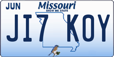 MO license plate JI7K0Y