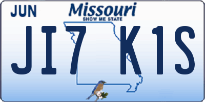 MO license plate JI7K1S