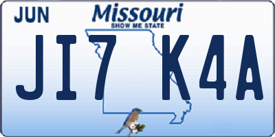 MO license plate JI7K4A