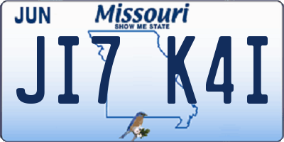 MO license plate JI7K4I