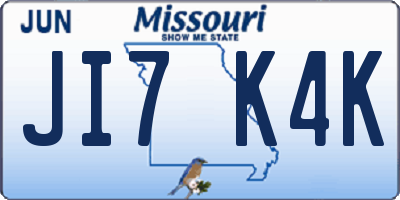 MO license plate JI7K4K