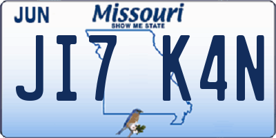 MO license plate JI7K4N