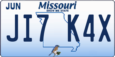 MO license plate JI7K4X
