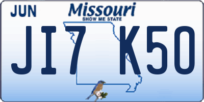 MO license plate JI7K5O