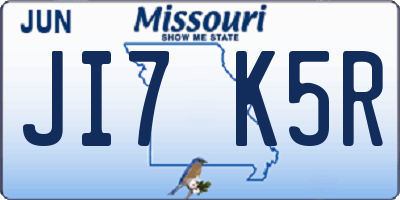 MO license plate JI7K5R