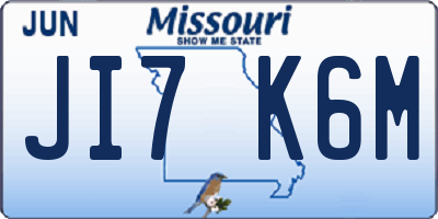 MO license plate JI7K6M