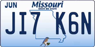 MO license plate JI7K6N